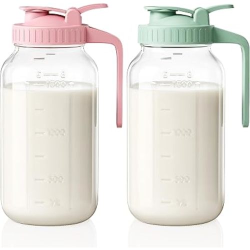 64 oz Mason Jar Pitcher, Glass Pitcher with Lid for Sun Tea & Iced Tea