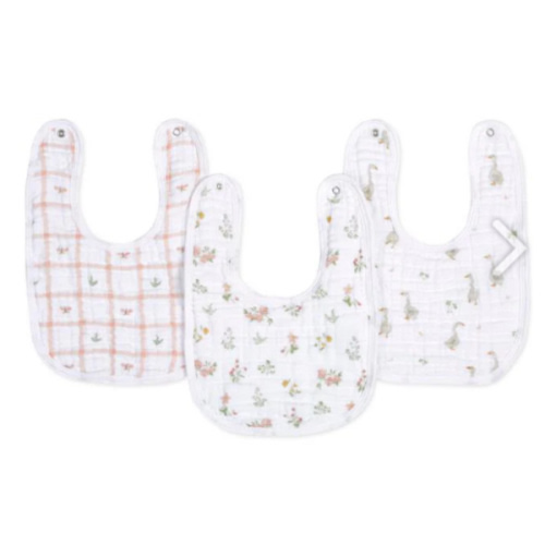 Essentials Cotton Muslin Snap Bibs 3 Pack | aden + anais