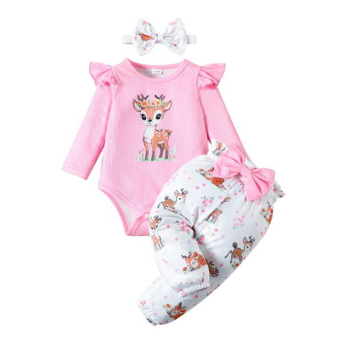 RMGVDSD Baby Girl Clothes Newborn Infant Outfits Ruffle Romper+ Floral Pants + Cute Headband Sets For Girls Summer Clothes for Girls 0-3 Months