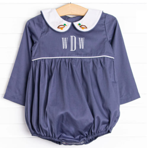 French Knot Mallard Embroidered Boy Bubble, Navy – Stitchy Fish