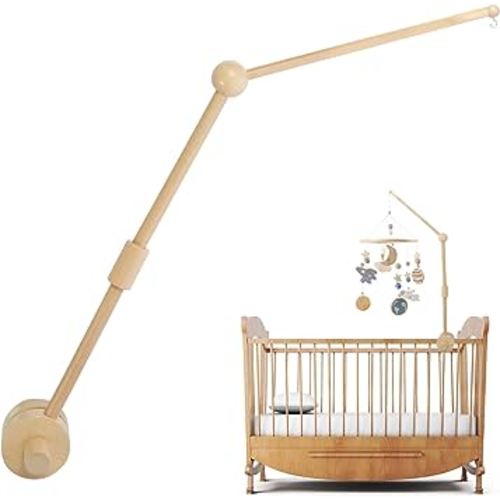 Mobile Arm for Crib, Wooden Crib Mobile Arm, Baby Mobile Hanger with Anti-Slip Design, Crib Mobile Bed Bell Holder Arm Hanging Baby Plush Toys for Crib Nursery Decor Infant Toy Gift 33.7inch