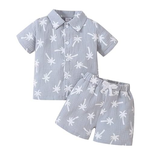 Yvowming Toddler Baby Boy Clothes Kids Summer Truck Print T Shirt Short Set with Pockets 0-4T