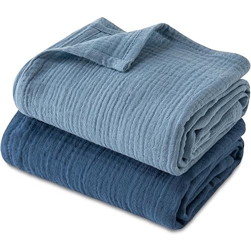GLLQUEN BABY Muslin Swaddle Blankets, 2-Pack Neutral Receiving Blanket Swaddling for Newborn Boys and Girls, Breathable Swaddle Wrap for Infant, Baby Essentials, Registry & Gift, 40 x 38 inches