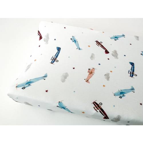 Vintage Airplane Premium Bamboo Changing Pad Cover, airplane changing pad cover, Diaper pad cover, airplane nursery, bassinet cover