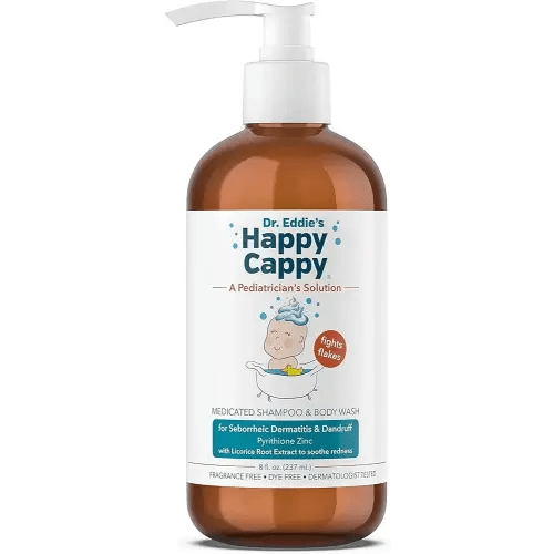 Happy Cappy Medicated Shampoo and Body Wash- Baby Dandruff Shampoo, Helps Cradle Cap and Seborrheic Dermatitis, Reduces Flakes and Redness, Dermatologist Tested, Fragrance-Free - 8 Fl Oz