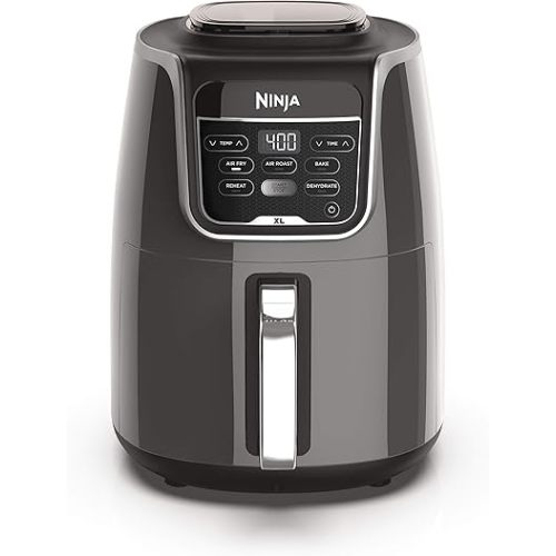 Ninja | XL Single Basket Air Fryer | 5.5 QT Capacity fits 3lbs of Wings | 5-in-1Air Fry, Roast, Bake,Reheat & Dehydrate |Dishwasher Safe Parts & Recipe Guide | Grey |AF150AMZ