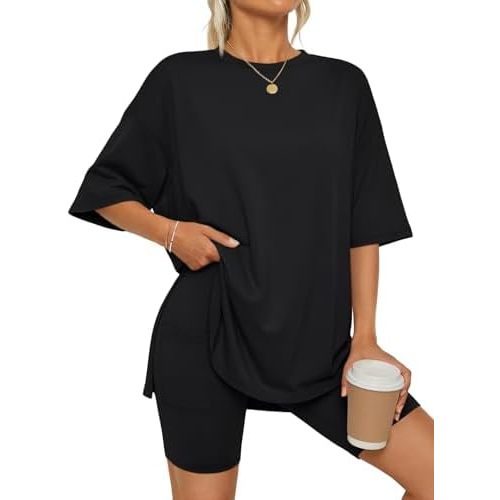 LILLUSORY Womens Lounge Sets Shorts 2 Piece Matching Pajamas Summer Outfits 2026 Casual Oversized Sweatsuits Spring Clothes