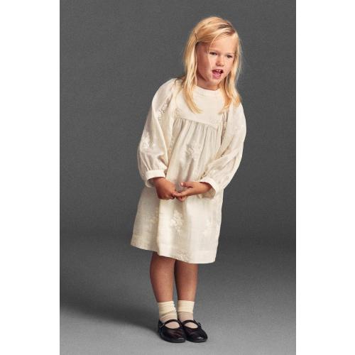 EMBROIDERED FLORAL DRESS - Ecru | ZARA United States