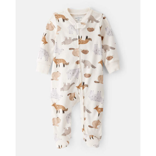 3 mos - Baby Boy Fox Print 100% Cotton Long-Sleeve Sleep & Play Pajamas - Ivory - Carter's | Carter's