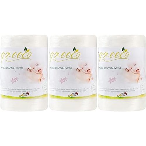 wegreeco Cloth Diaper Liners - Unscented Diaper Liners, Fragance Free Cloth Diapers Liner - 100 Sheets Per Roll (3 Roll)