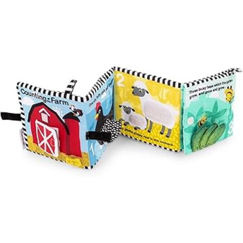 Baby Einstein Farm Explorers Counting at The Farm Soft Activity Book, Multisensory, for Tummy Time, Ages 0+ Months