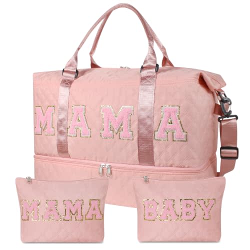 Mama Baby Pregnancy Hospital Bag for Women Labor Delivery Travel Duffle Bag (Pink)