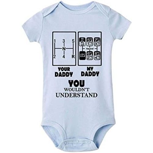 Your Daddy My Daddy Trucker Dad 6 Speed for Baby Girls Boys Short Sleeve Crawl Bodysuit