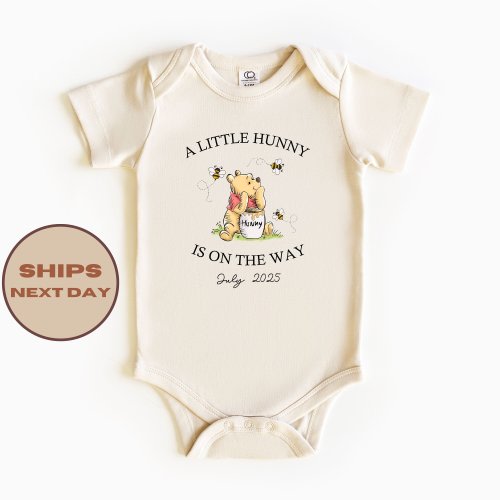 Pooh Custom Baby Onesie®, A little Hunny Is On The Way Custom Announcement Baby Onesie®, Custom Toddler T-Shirt, Pooh Bear Shirt
