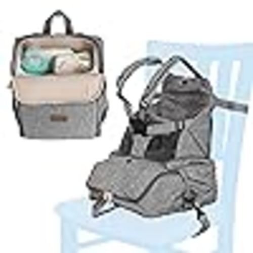 Nuby - Brandclub - Nuby Easy Go 2-in-1 Backpack Booster Seat with 5-Point Safety Harness - Portable Travel Highchair - Holds Up to 55 lbs - 9+ Months - Gray