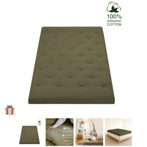 Zonli - Cotton Floor Mattress - Olive - Upgraded 4inch - Queen