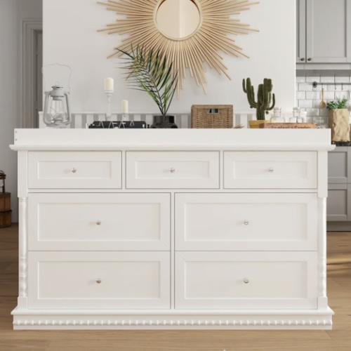 White Baby Changing Table Dresser with 7 Drawers Nursery Storage Cabinet for Infant Essentials Chest