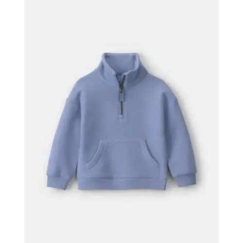 Toddler Girl Fleece Pullover Quarter Zip Sweatshirt - Blue | Carter's