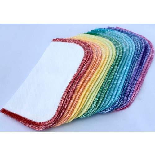 2 Ply Baby Wipes or Napkins - Double Thick White Birdseye Cotton Little Wipes 8x8 inches -Your Choice of Edging Color · Handmade in the USA!