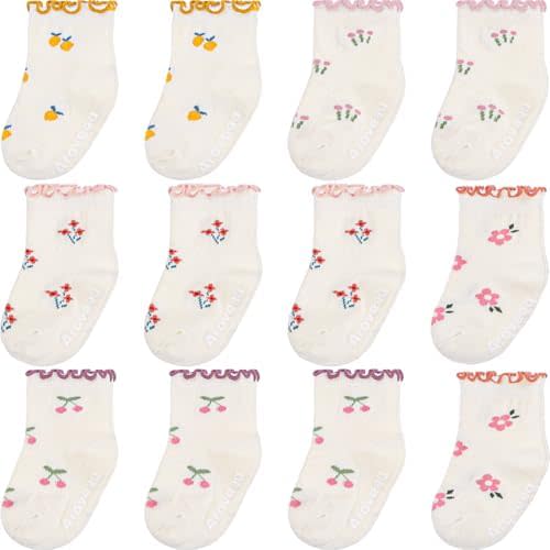 Baby Toddle Socks Grip Non Slip Kids Boys Girls Cotton 12 Pack Ankle Cute Newborn Socks