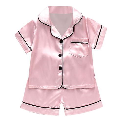 Infant Girl Satin Pajamas Set Solid Color Button Down Tops Set Toddler Nightgown Christmas Pjs Girls 6-12 Months Cute Girl Clothing