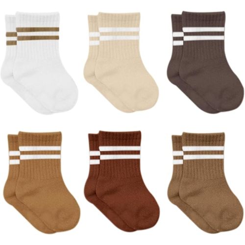 bistyle Baby Grip Ankle Socks 6 Pairs | Newborn Infant Toddlers Sock Organic Cotton | Kids Boys Girls Ankle
