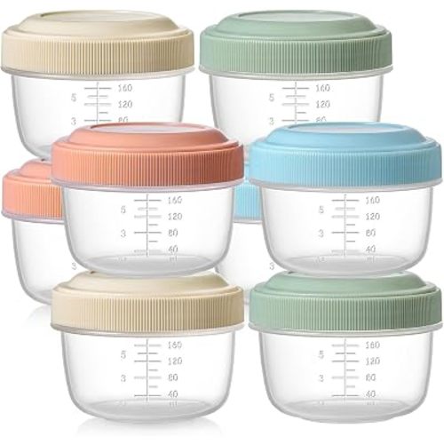 [8 Pack]8oz Freezer Food Storage Containers with Lids, Plastic Small Snack Containers, Reusable Deli Containers, Stackable Food Jars for Soup, Sauce, Oats, Meal Prep, Microwave/Dishwasher/Freezer Safe