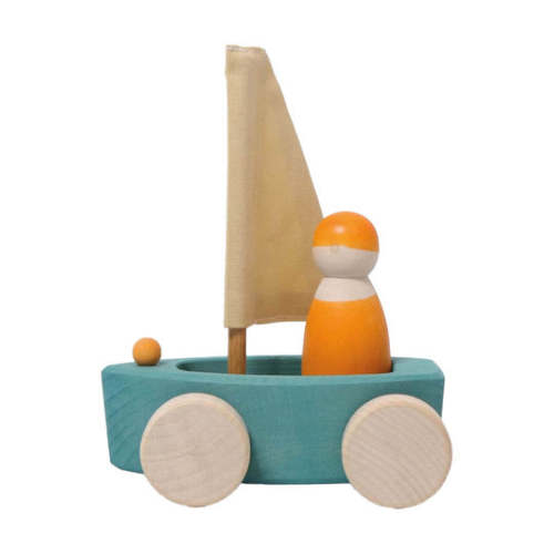 Little Land Yacht - Wooden Toy Sailboat - Aqua
