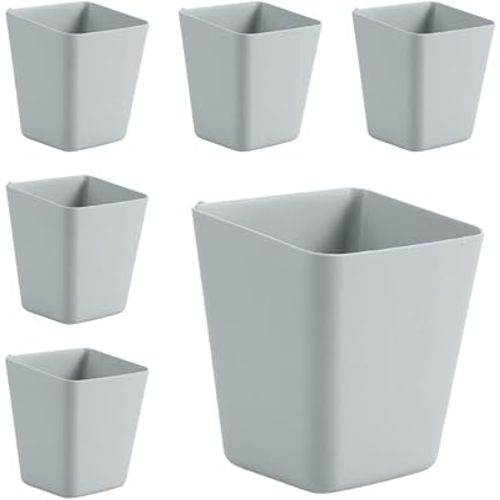 6 Pack Hanging Cup Holders, Wall Organizers, Rolling Cart Accessories Hanging Pen Holders Storage Containers Hanging Buckets for Home Decor Office, Kitchen, Art & Craft Supplies Accessories (grey)
