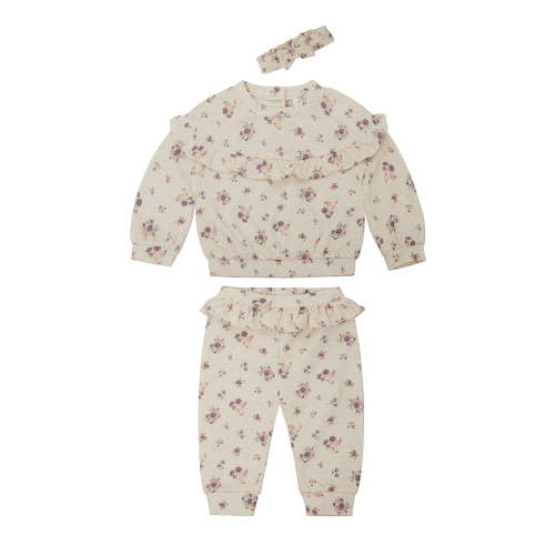 Wonderluxe Baby Girls' Long Sleeve Sweatshirt and Pant, 3-Piece Set, Sizes 0-3M-24M