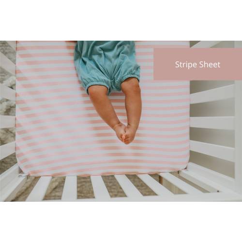 Mini Crib Pack n Play Cotton Sheet Portable Crib Pink Stripes Fitted Baby Bedding Sheet Nursery Crib Chevron Polka Dots for Baby Girl