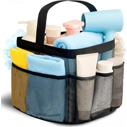Mesh Shower Caddy Portable for College Dorm Room Essentials for Girls with 9 Pockets,Large-Capacity Shower Basket,Quick Dry Toiletry Tote Bag for Women,Outdoor Gym,Travel,Swim,Beach Camping Essentials