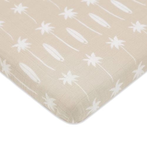 Babyletto 100% Organic Cotton All-Stages Midi Crib Sheet, GOTS-Certified, Fitted 360°, Ultra-Soft and Breathable Muslin - Beach Bum
