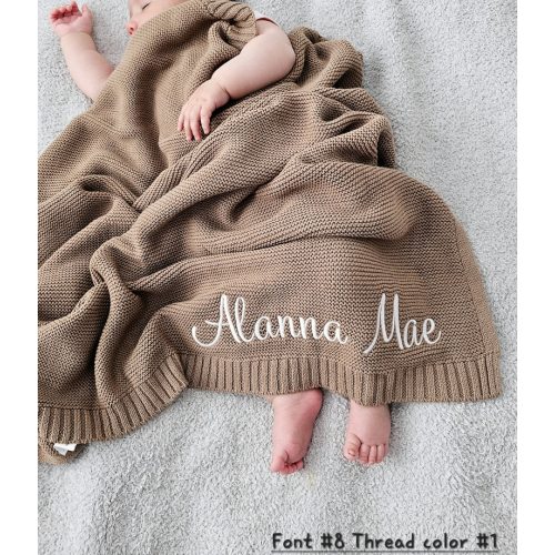 Baby Blanket, Embroidered Name, Stroller Blanket, Newborn Baby Gift, Soft Breathable Cotton Knit - Etsy