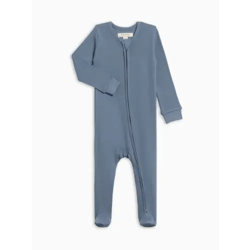 Colored Organics Kit Ribbed Zipper Sleeper - Sea, Size 0-3