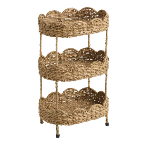 Daisy Oval Seagrass Scalloped 3 Tier Storage Tower - World Market