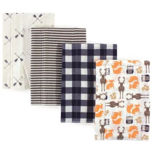 Hudson Baby Infant Boys Cotton Flannel Burp Cloths 4pk, Forest, One Size