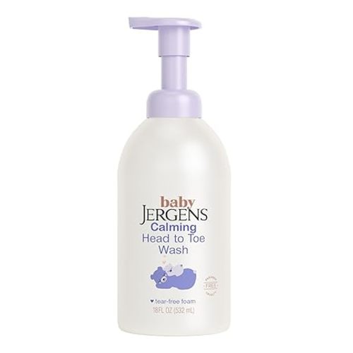 Jergens Baby Calming Head to Toe Foaming Wash, Baby Shampoo and Body Wash, Baby Shampoo Tear Free, Kids Foaming Body Wash, 18 Fl Oz