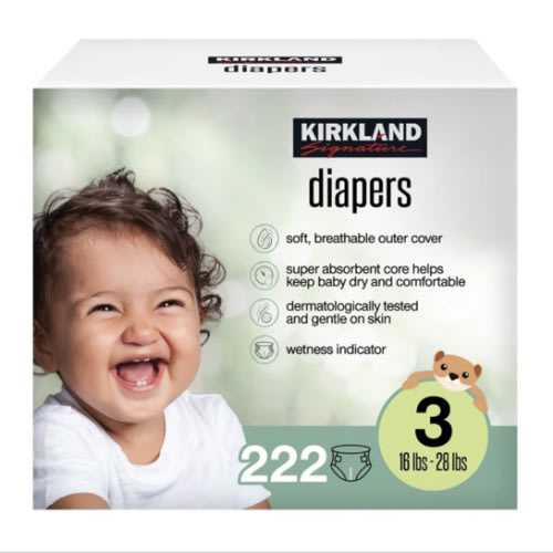 Kirkland Signature Diaper Size 3, 222-count | Costco