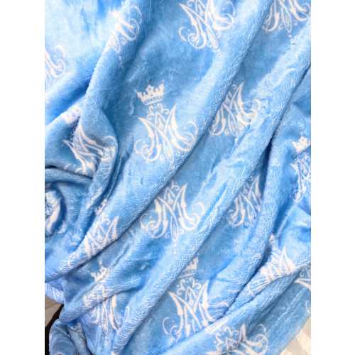 Blue Christian Catholic Baby Blanket Swaddle, Receiving Blanket for Catholic Baptism, Auspice Marie Design, Catholic Baby