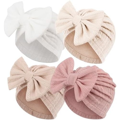 AQOKKA Newborn Baby Girl Hats with Bow Toddler Infant Beanie Cap Newborn Hospital Hats for Baby Girl Kid 3-12 Months
