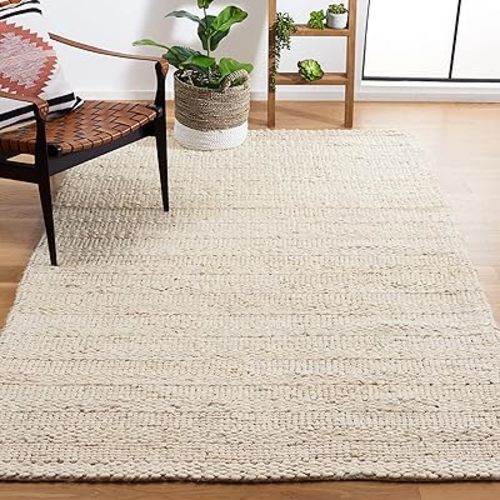 SAFAVIEH Area Rug 6x9 - Natural Fiber Collection - Bleach, Handmade Jute, Braided Woven Design, Ideal for Living Room, Bedroom (NF212D)