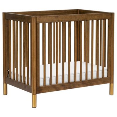 Babyletto Gelato 4-in-1 Convertible Mini Crib - Natural Walnut & Gold Feet