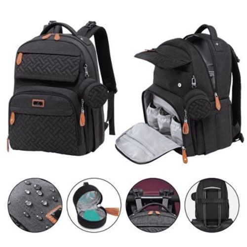 BabbleRoo Travel Backpack and Changing Mat Premium Bundle -Black Bundle