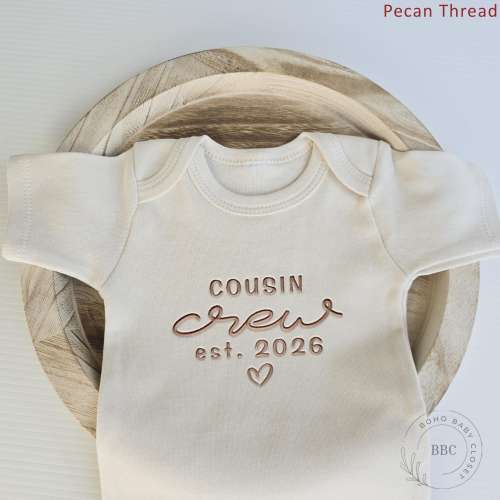Embroidered Cousin Crew Est 2026 Onesie® brand Baby Coming Soon Pregnancy Baby Announcement to Husband Family Natural Baby Onesie® Z196