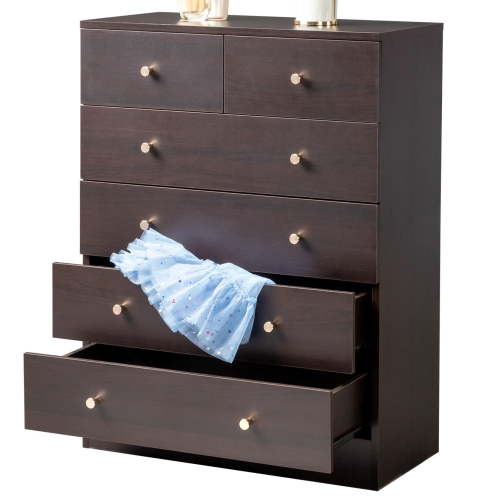 UBesGoo 6 Drawer Wood Dresser for Bedroom, Chest of Drawers, Storage Organization Unit for Clothing, Brown