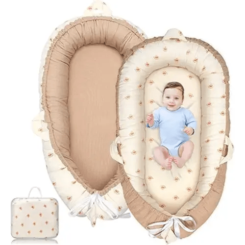 Baby Lounger - Infant Lounger for Newborn 0-24 Months, Ultra Soft Breathable Infant Floor Seat, Portable Babies Lounger for Baby Girls& Boys, Newborn Gifts(Khaki)