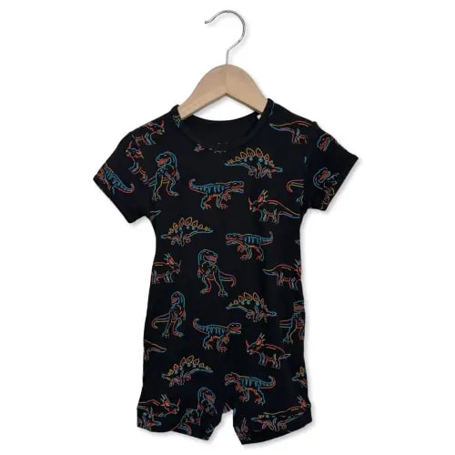 Glow-A-Saurus Shorty Romper | 6-12 months