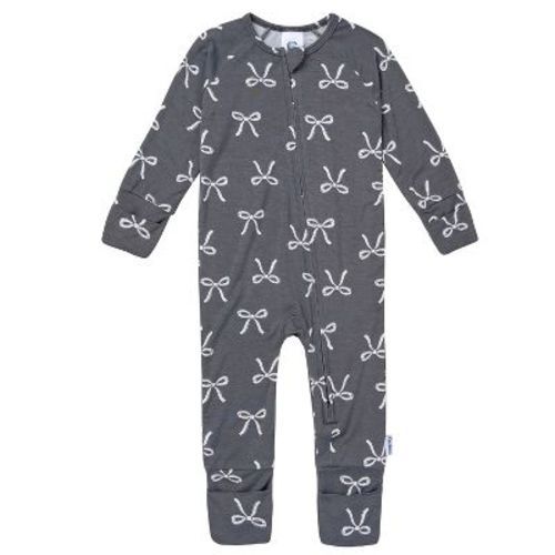 Gerber Baby Girls' Snug Fit Footless Pajamas, Gray Bow, 3-6 Months