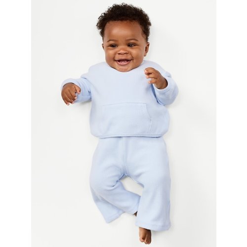 Long-Sleeve Waffle-Knit Pocket Sweatshirt for Baby